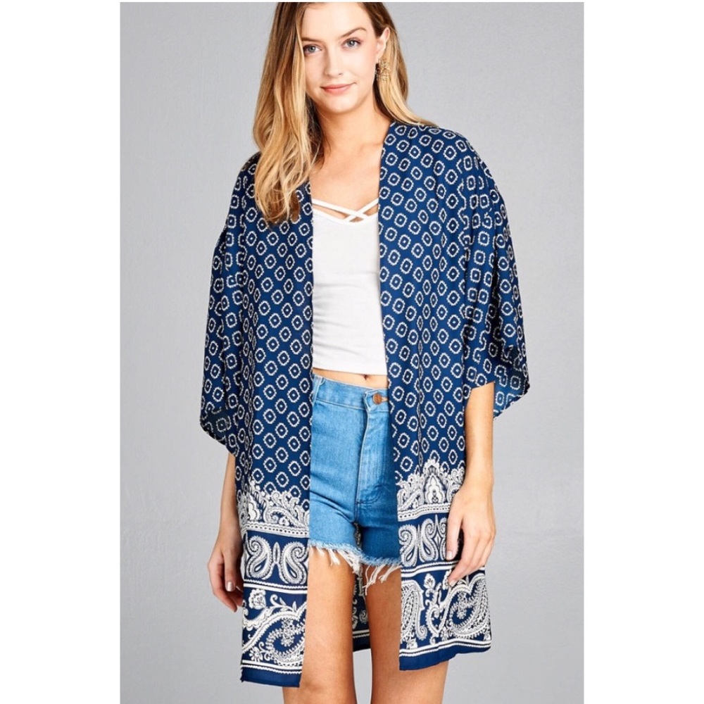 Border Print Kimono